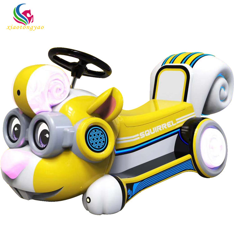 Squirrel Cartoon Kids Electric Ride-On Car | Steerable Battery Powered Toy Car with LED Lights for Home & Playgrounds