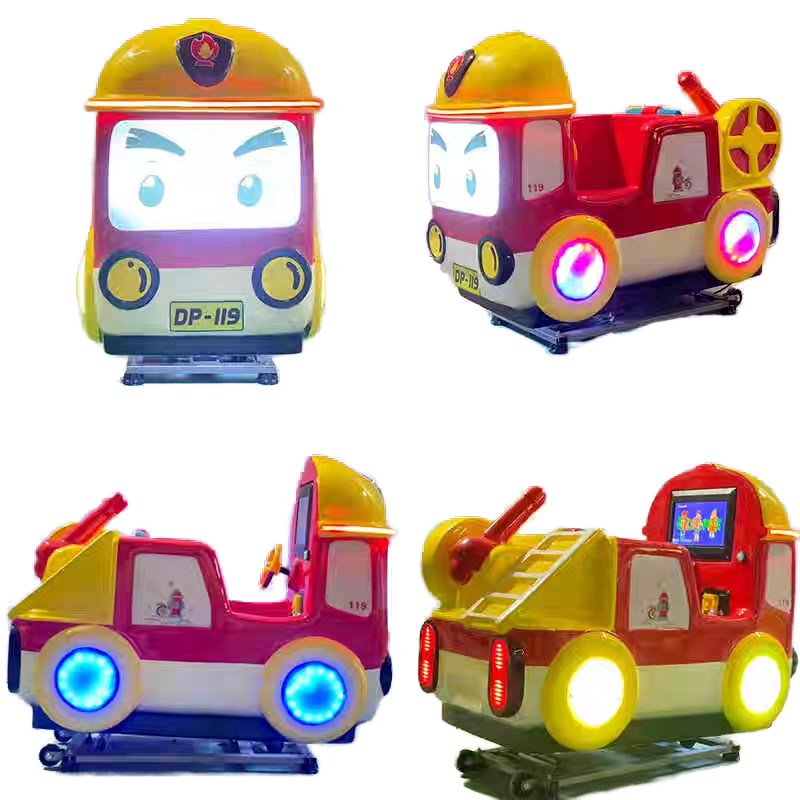 Children's Coin-Operated Puzzle Video Game Rocking Car Fire Truck Environmental Protection Series Glass Steel Machine Equipment