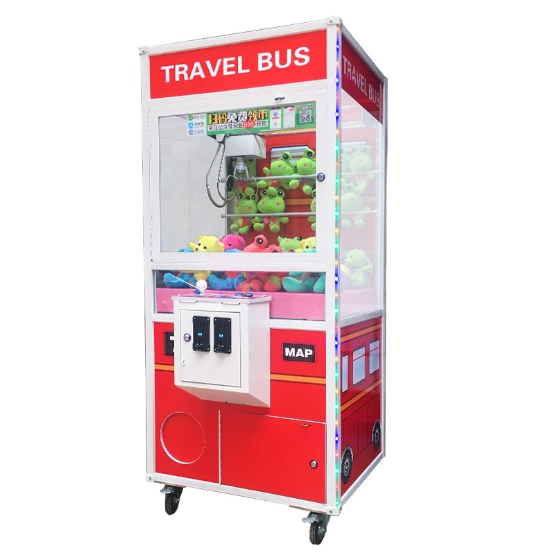 Wooden Box Coin Claw Machine Arcade Prize Grabbing Game Equipment Toy Catcher Crane Cabinet Amusement Redemption Machine English