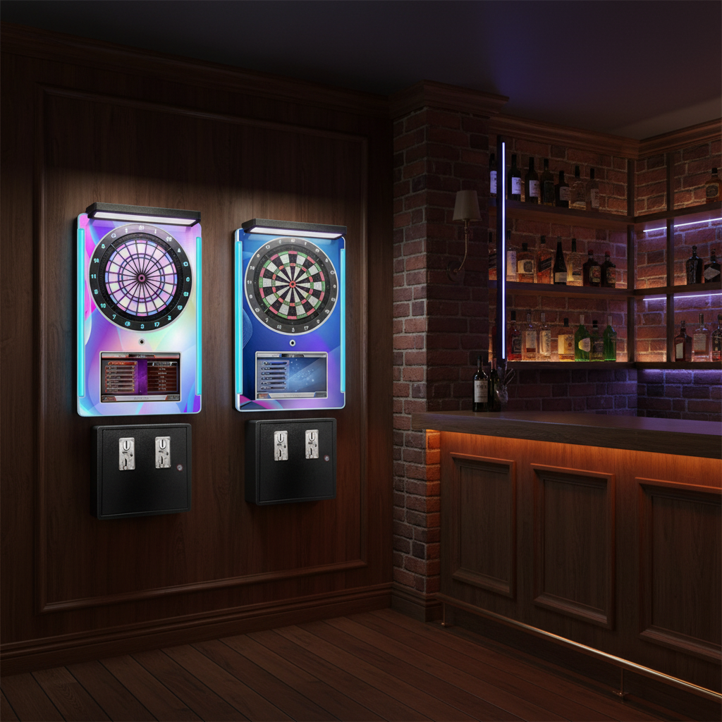 Coin Operated Plastic Electronic Dart Vending Machine Arcade LED Soft Tip Darts Game Board 18