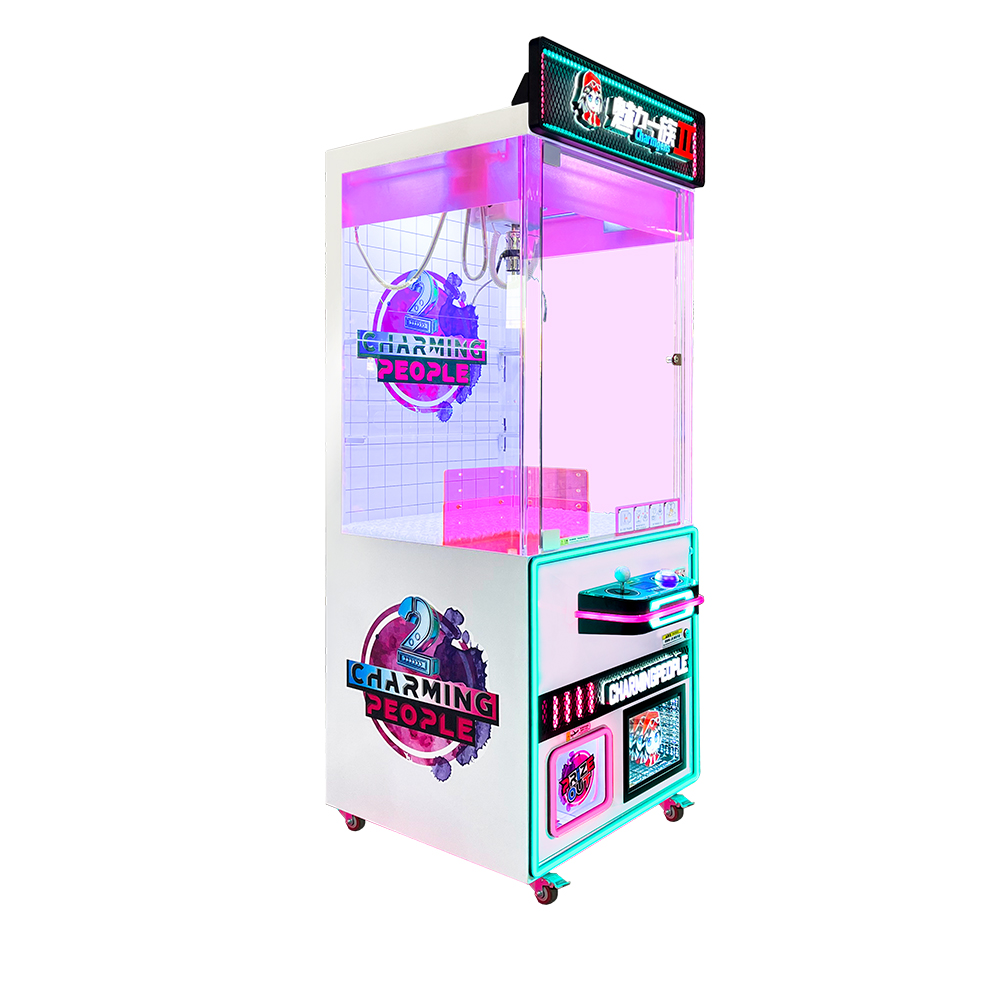 Ninix Pink-Purple LED Lighted Metal Cabinet Self-Service Claw Machine Stainless Steel 110/220V for Indoor Use Malls Game Centers