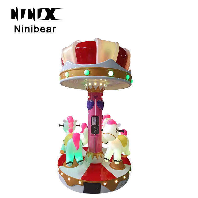 Hot Selling Playground Coin Operation Children's Fiberglass Carousel Coin-operated Small Carousel for Sale