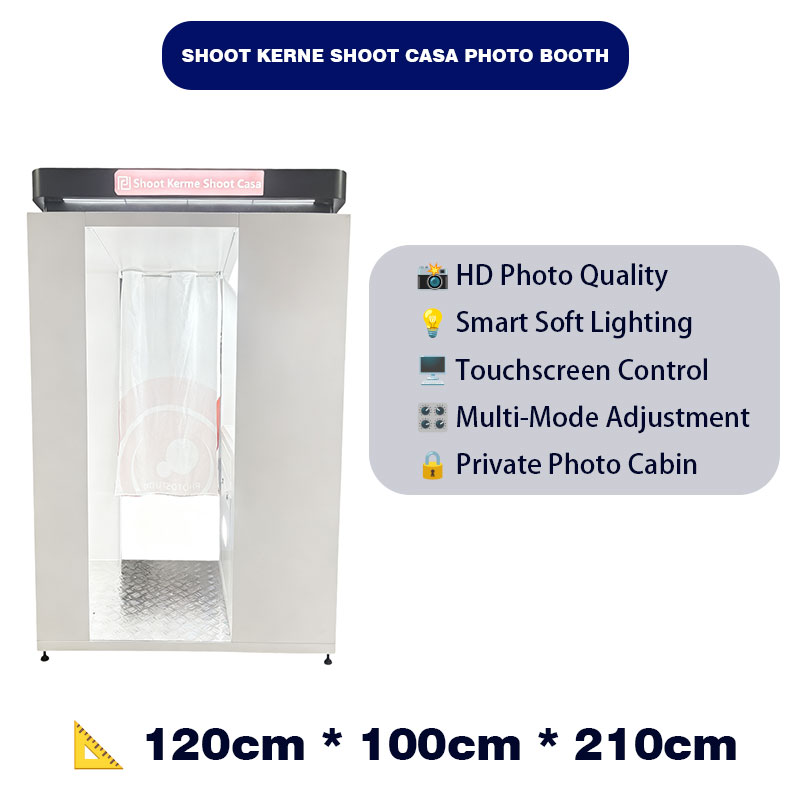 Coin Operated HD Photo Booth Private Cabin Smart Lighting Touchscreen Printing Machine for Mall Arcade