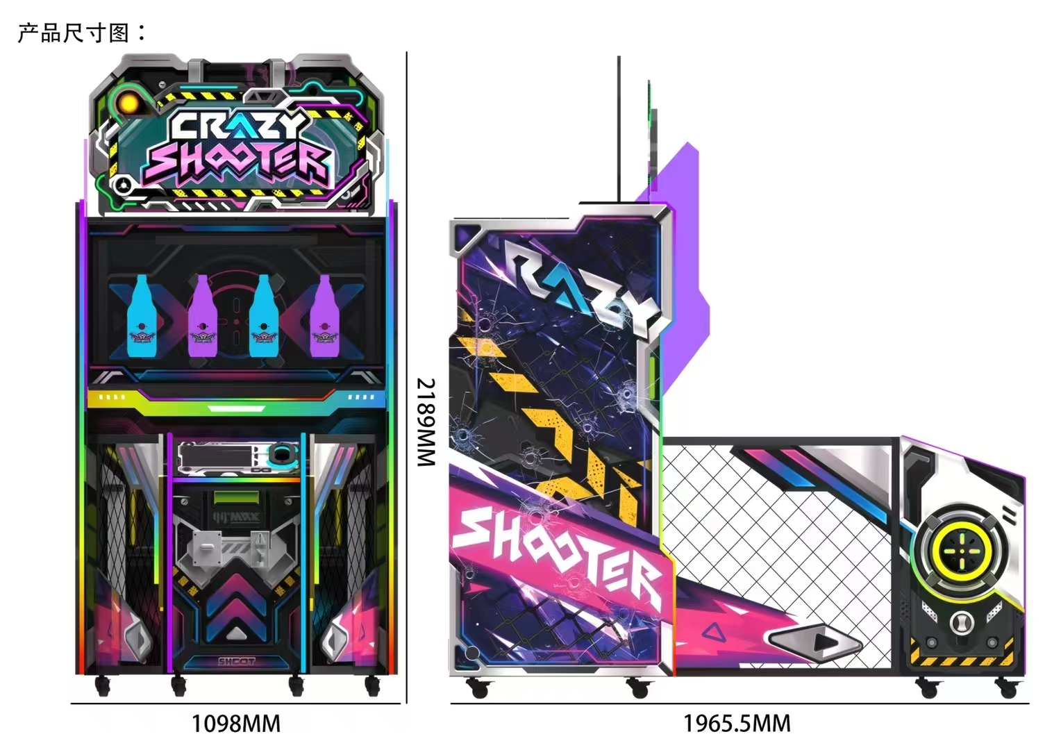 High-quality Indoor VR Crazy Shooter Laser Shooting Arcade Machine with Coin Operation and 1 Year Warranty