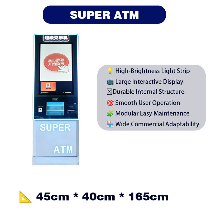 Blue-White Themed Commercial Self-Service Interactive Terminal High-Brightness Lighting Large Display Metal Stainless English