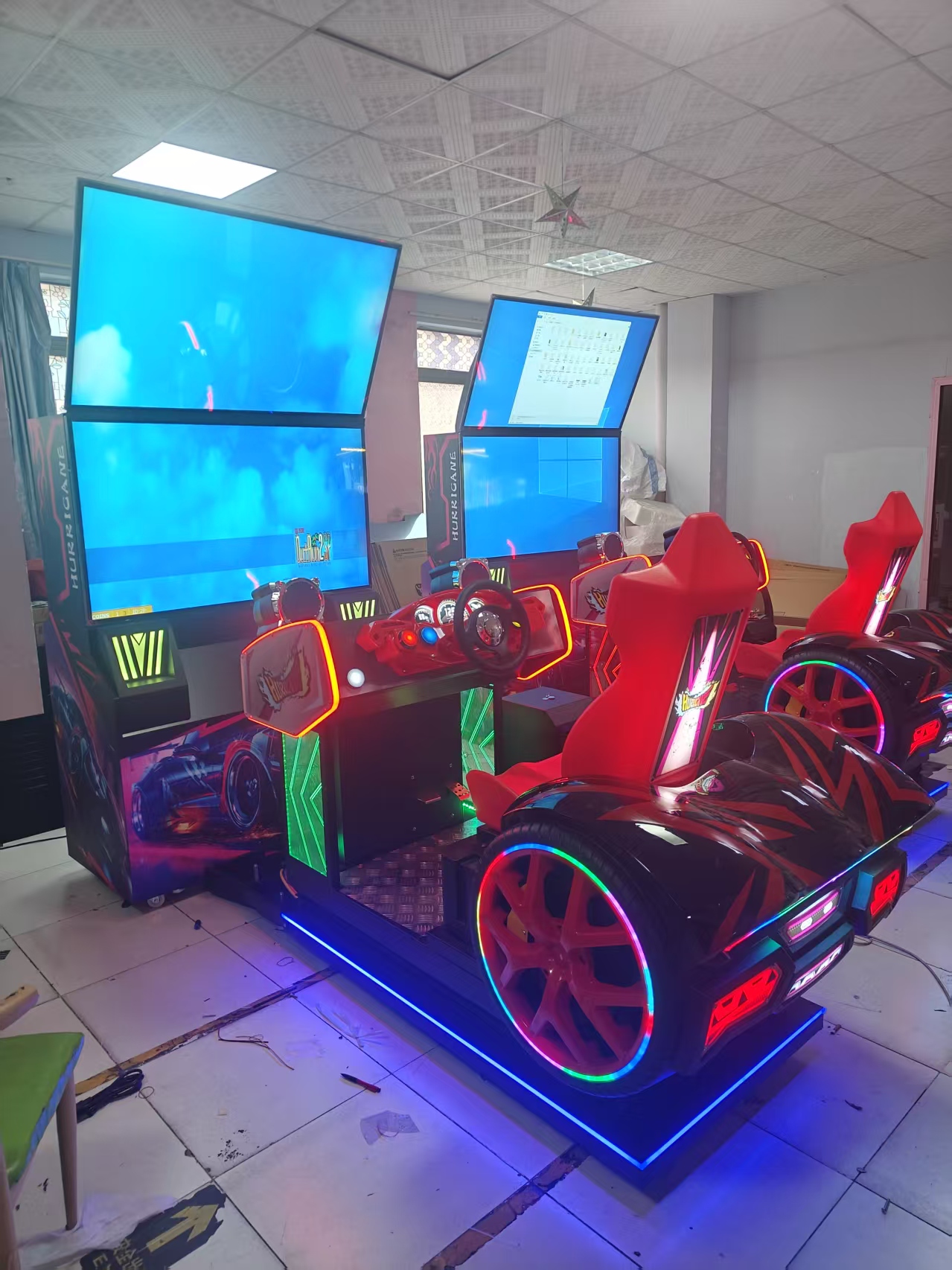 Large-Scale Single-Player Dual-Screen Coin-Operated Car Racing Game Arcade Equipment English Interface for Children Parents'