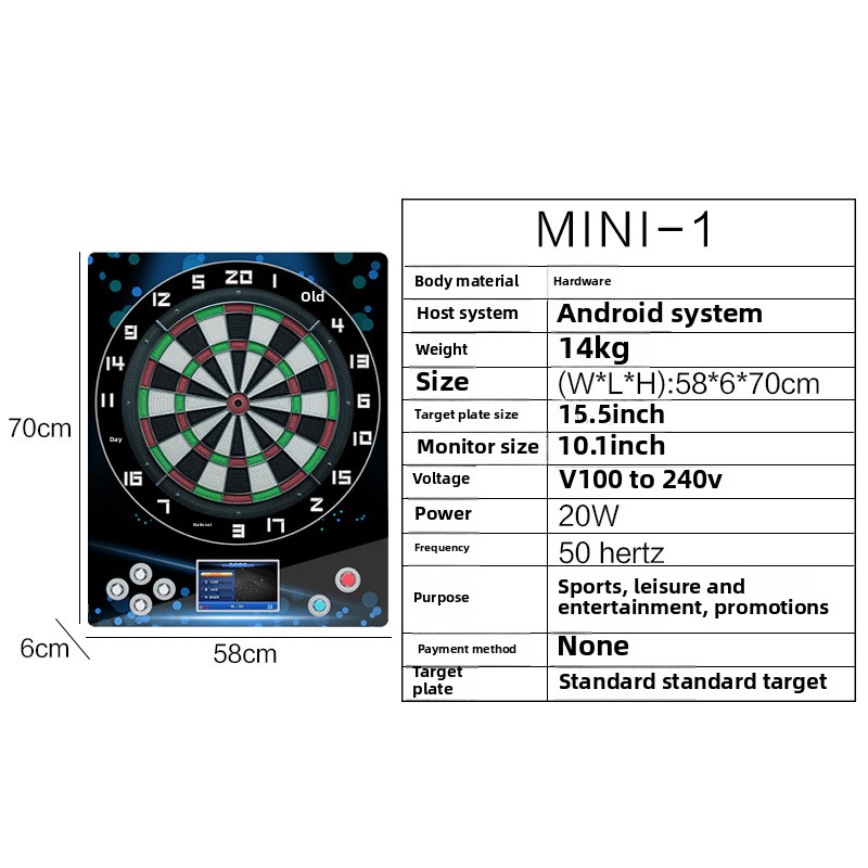 Coin Operated Plastic Electronic Dart Vending Machine Arcade LED Soft Tip Darts Game Board 18