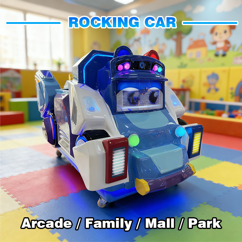 Kids Electric Police Rocking Ride on Car Coin Operated Amusement Park Mall Indoor Outdoor Cartoon Patrol Equipment