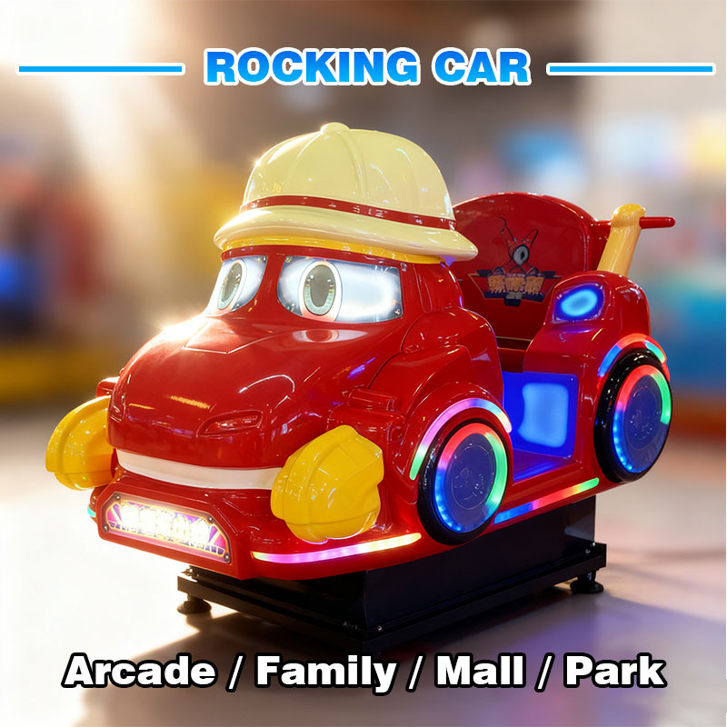 Cartoon Rocking Car for Kids – Coin Operated Ride with LED Lights & Music