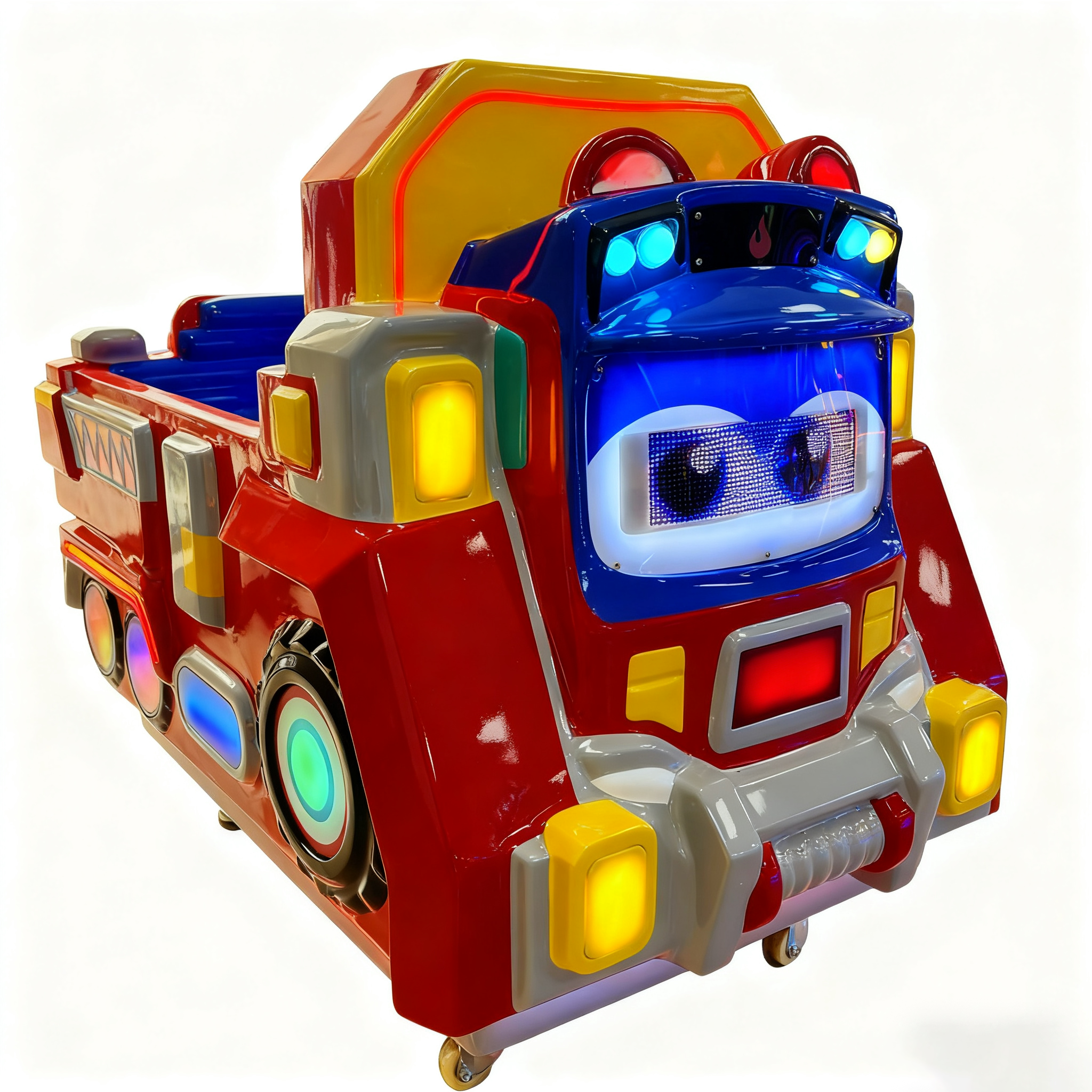 Children's Coin-operated Amusement Vehicle | Cartoon Fire Engine Electric Swing Machine Interactive Entertainment Equipment