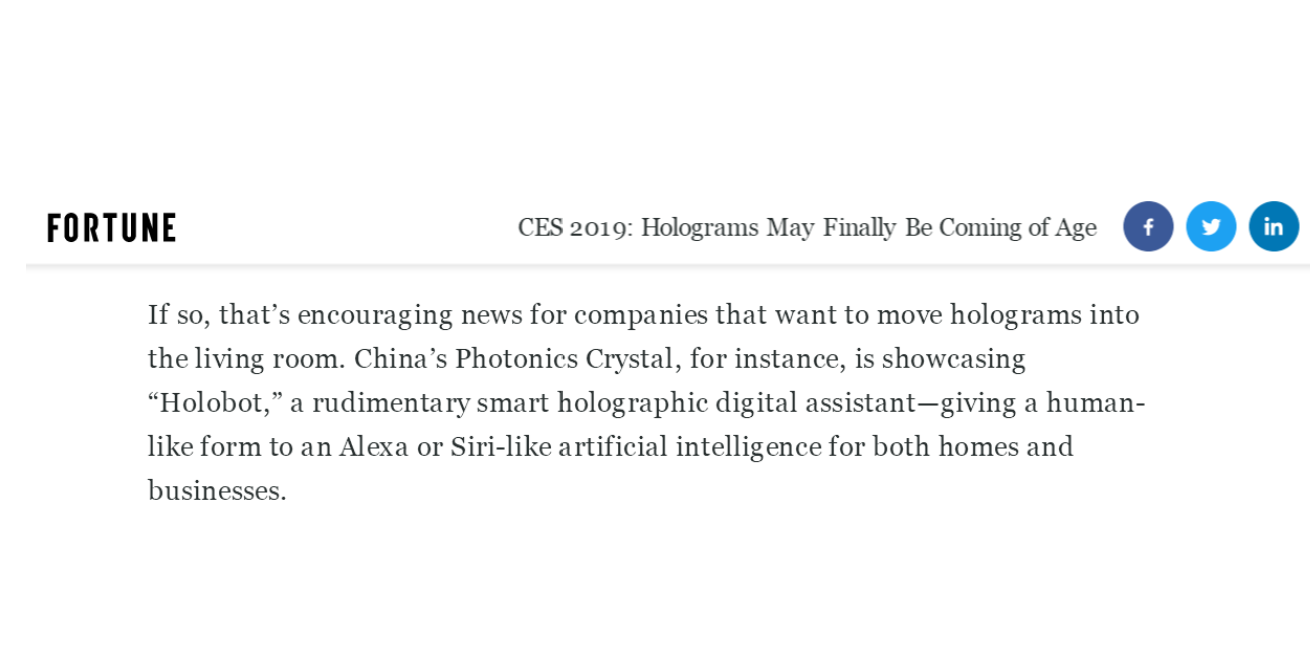 Introduction to Fortune Magazine's CES2019 cutting-edge technology