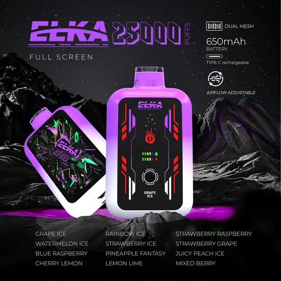 Elka 25000 Puff Bar Type-C Laetav 650 mAh E Hookah laadija Elektrooniline sigarett Ühekordselt kasutatav Vape Pen De / Es Warehouse