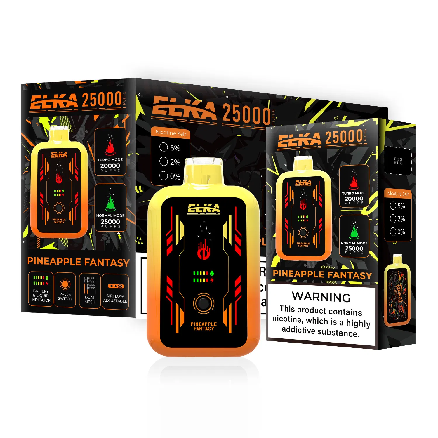 Elka 25000 Puff Bar Type-C Laetav 650 mAh E Hookah laadija Elektrooniline sigarett Ühekordselt kasutatav Vape Pen De / Es Warehouse