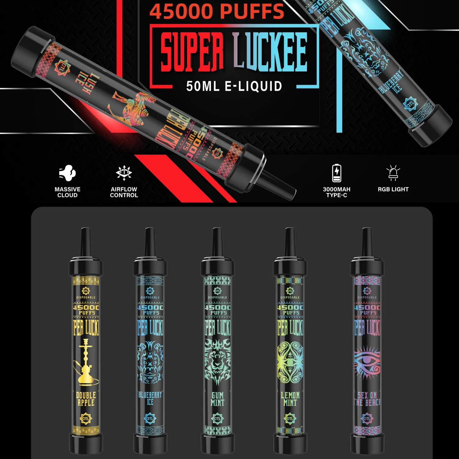 Super Luckee 45000 Puffs Boost Vast Storm X 32000 Nagykereskedelmi E-cigarettasv Tornado Vape 15K 25000 30K Puff eldobható Vape