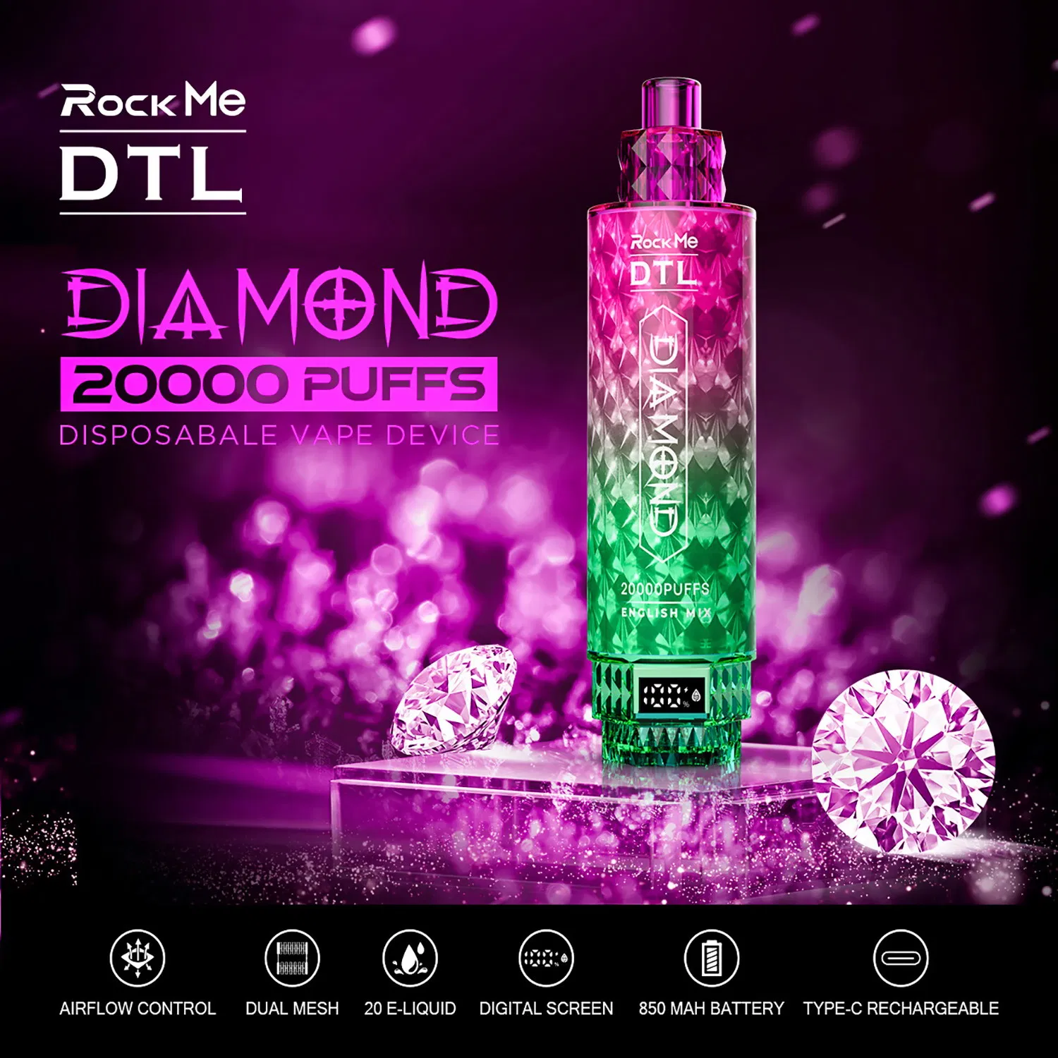 Magic 20000 Puffs Europeiska USA Engångs Vape Bar Dtl E Cigarettpuff Mesh Coil Vaper Bar