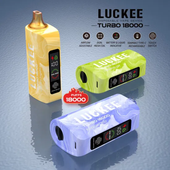 2024 Hot Buy Luckee Turbo LED digitális kijelző 18000 18K Puffs 25ml 600mAh eldobható Vape 15000 12K 30K 45K elektronikus cigaretta nagykereskedelem I Vape EU Puff Vaper