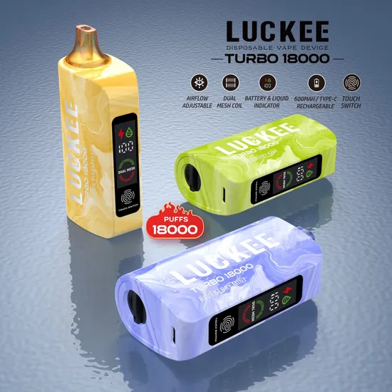 2024 Hot Buy Luckee Turbo LED digitális kijelző 18000 18K Puffs 25ml 600mAh eldobható Vape 15000 12K 30K 45K elektronikus cigaretta nagykereskedelem I Vape EU Puff Vaper