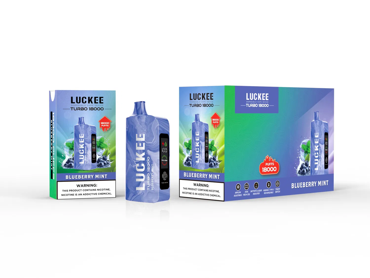 2024 Hot Buy Luckee Turbo LED digitális kijelző 18000 18K Puffs 25ml 600mAh eldobható Vape 15000 12K 30K 45K elektronikus cigaretta nagykereskedelem I Vape EU Puff Vaper
