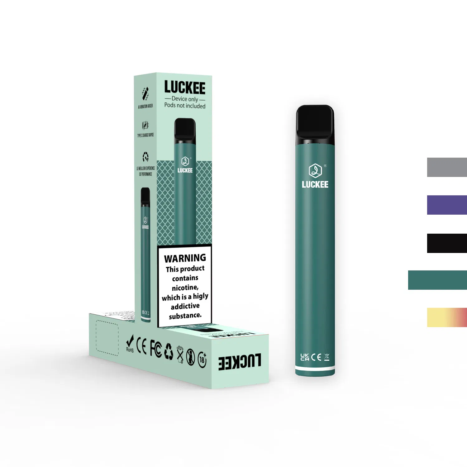 Uusi tyyli Vape Luckee Laff laite 5 väriä ladattava korkealaatuinen FDA