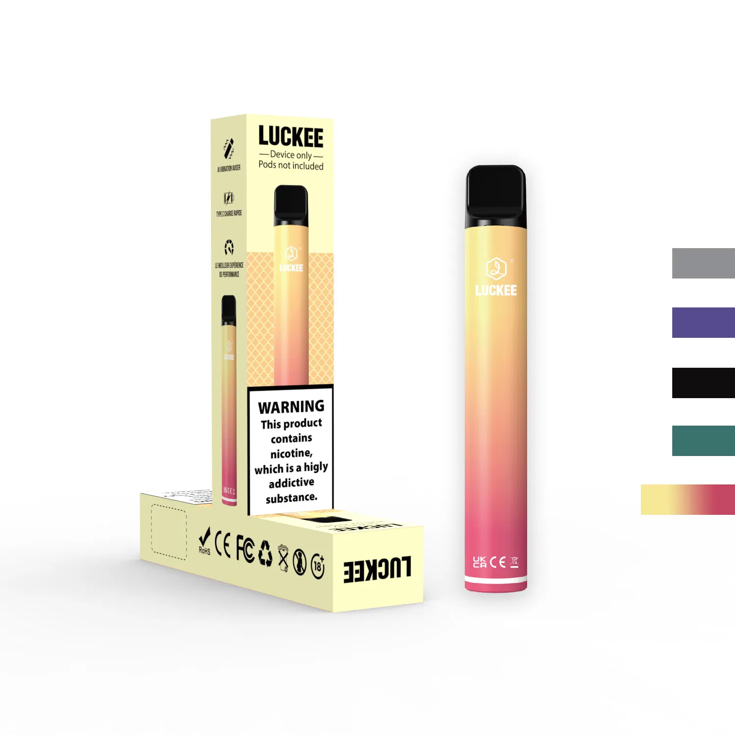 Uusi tyyli Vape Luckee Laff laite 5 väriä ladattava korkealaatuinen FDA