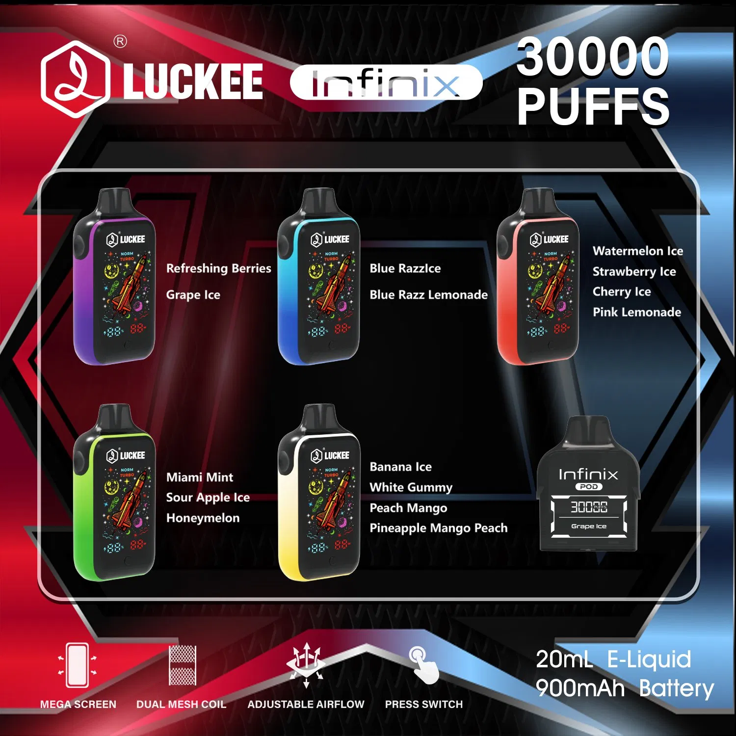 Replaceable Pods E Smoke Luckee 30K Puffs Removable Battery Pod System Wholesale Vape