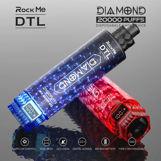 New Design Dtl Diamond Hookah Vape 20000 Puffs Electronic Cigarette Disposable Vape 30000 25000 Vapor 20K 25K 30K Puffs EU Warehouse Vape 20K