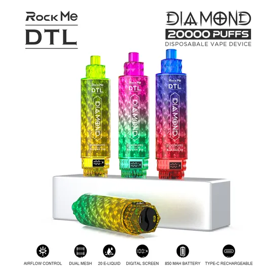 New Design Dtl Diamond Hookah Vape 20000 Puffs Electronic Cigarette Disposable Vape 30000 25000 Vapor 20K 25K 30K Puffs EU Warehouse Vape 20K