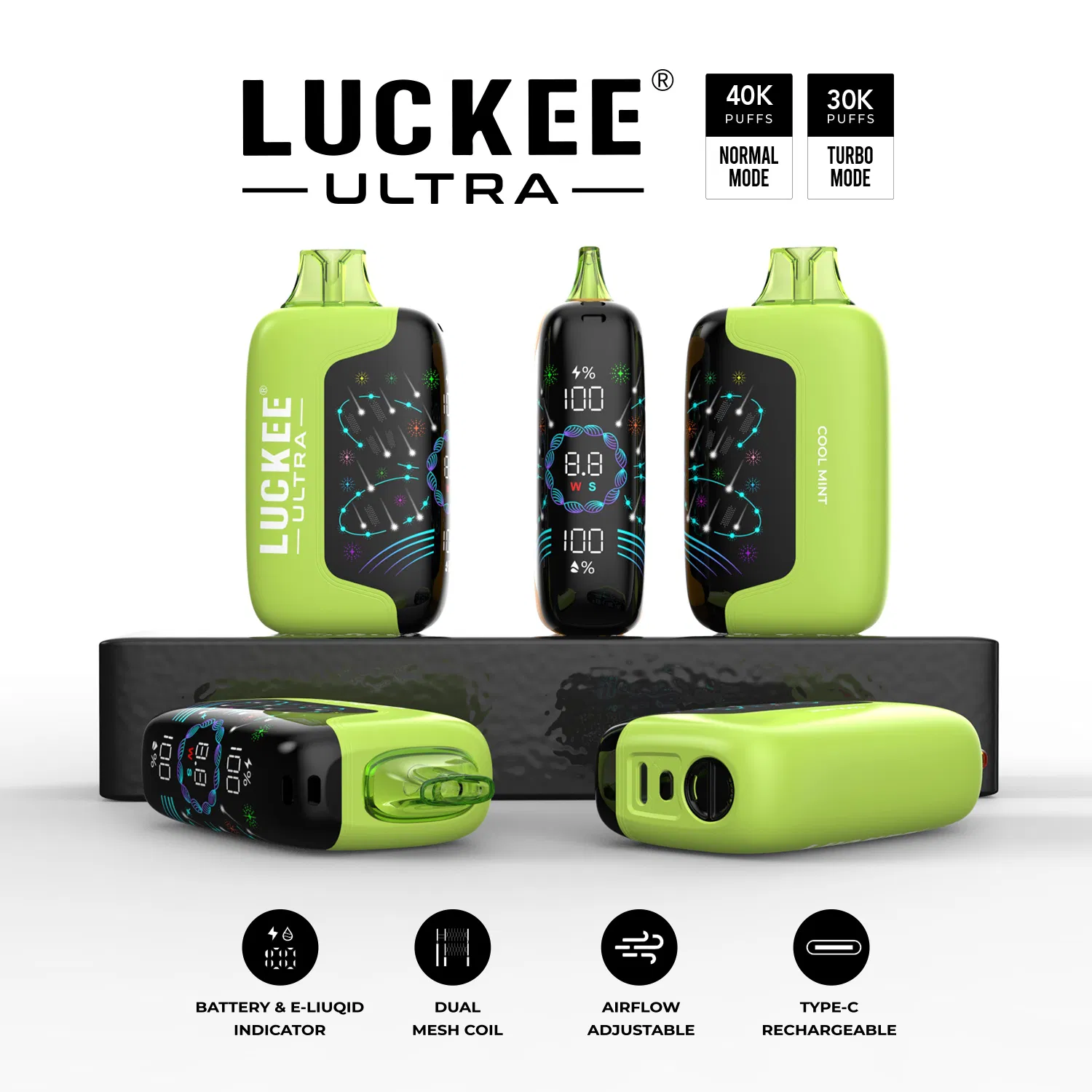 Warehouse Luckee Ultra 30000 40000 Puffs Turbo Vape with Dual Mesh Coil 850mAh Battery