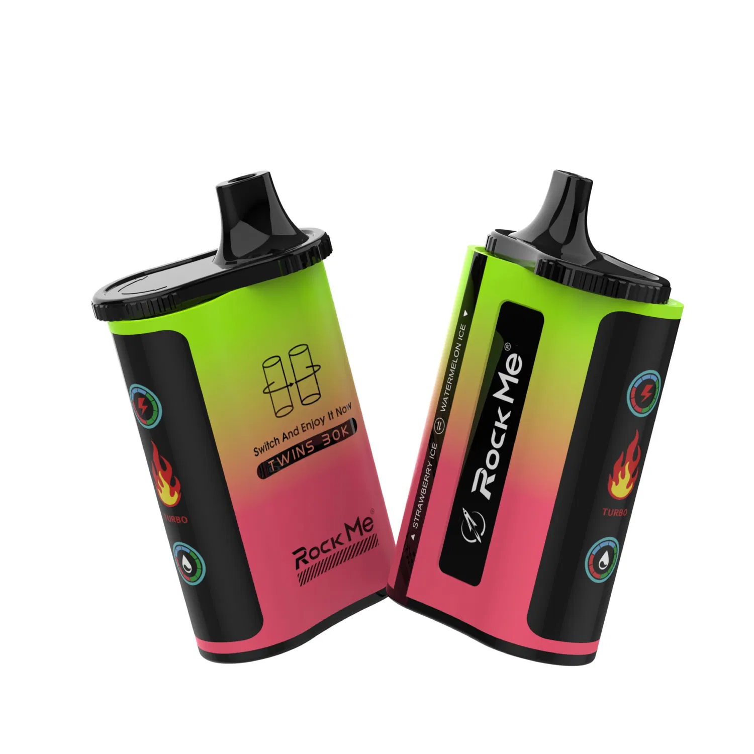 800mAh Battery Rechargeable Rock Me Twins 30000 Puffs Vape with Dual Tanks Two Flavors Not to Sell USA