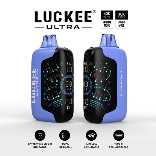 Hot Selling Full Screen Luckee Ultra 30000 40000 Puffs Disposable Vape with Airflow Control