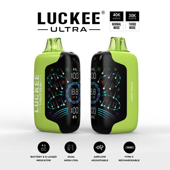 Hot Selling Full Screen Luckee Ultra 30000 40000 Puffs Disposable Vape with Airflow Control