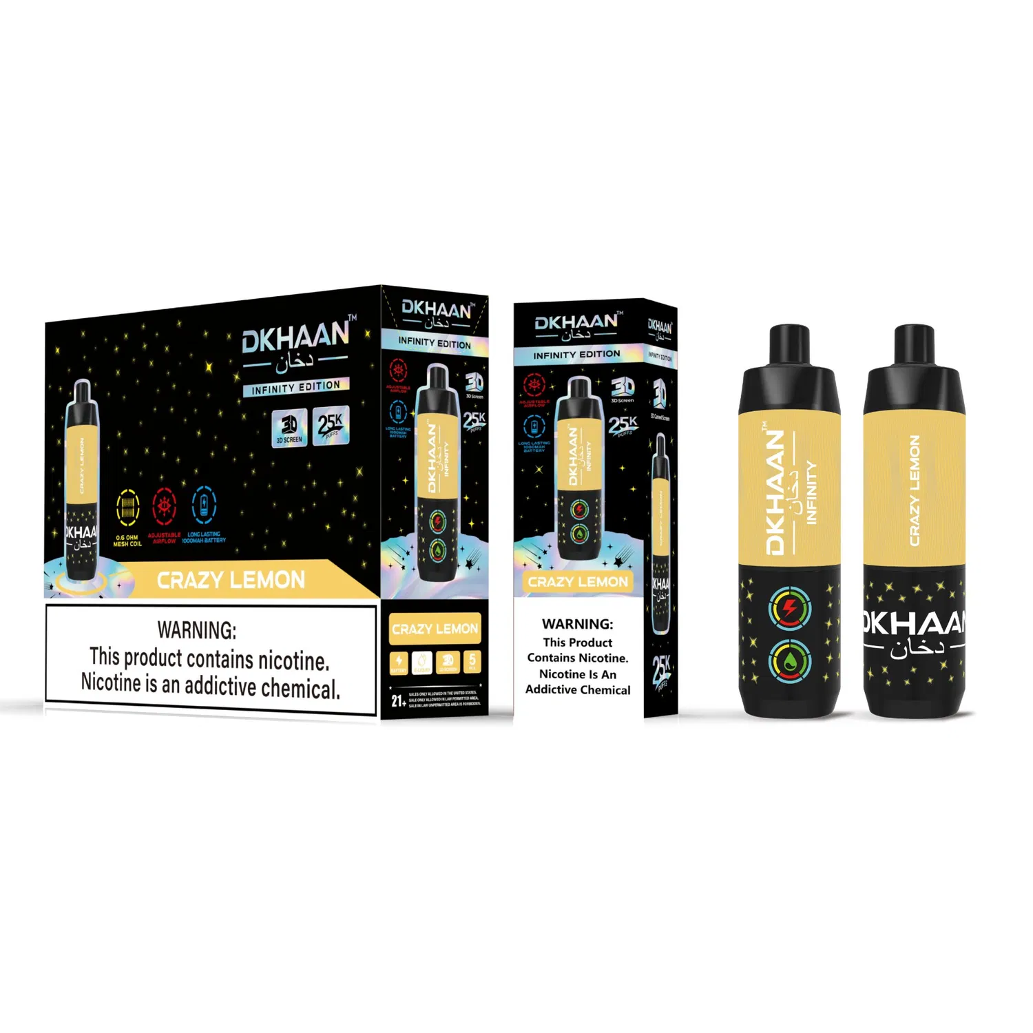Dkhaan Infinity Shisha Vape 25K Dual Mesh Coil Big Cloud Disposable E-Cigarette