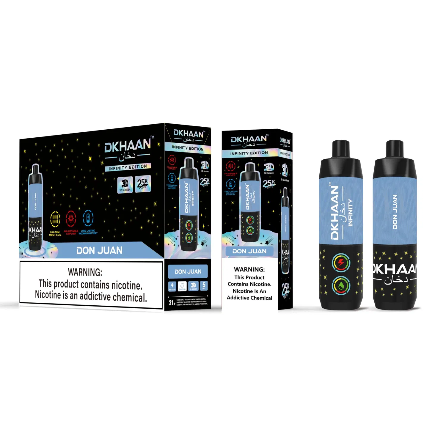 Fast Shipping Dkhaan 25000 Puffs Hookah Shisha Pen Price with 3D Display Dtl Germany USA Warehouse Disposable Vape