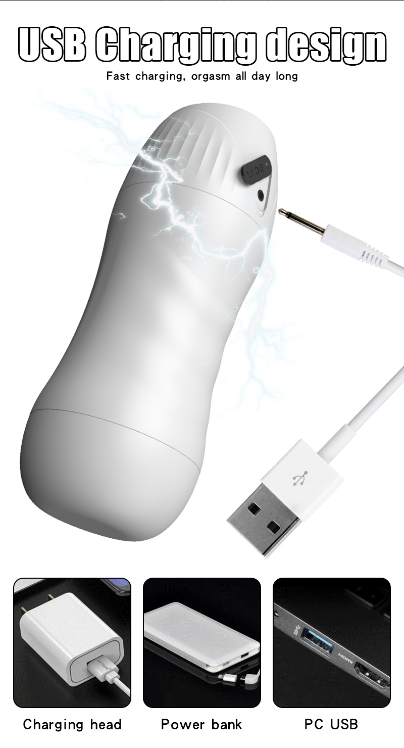 Masturbador Masculino Automático de TPE con Succión, Vibración y Clip de Ejercicio – Recargable por USB, Silicona y ABS