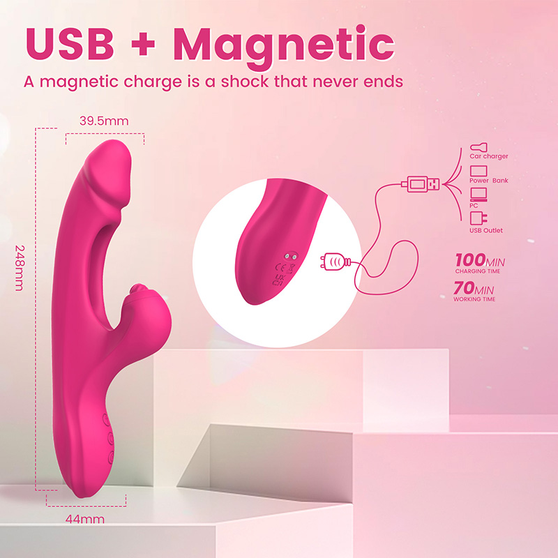 Vibrador Conejo 3 en 1 con Golpeteo, Succión y Vibración – Estimulador Clitorial y Punto G, 10 Modos, Silicona Médica, Recargable e Impermeable IPX6