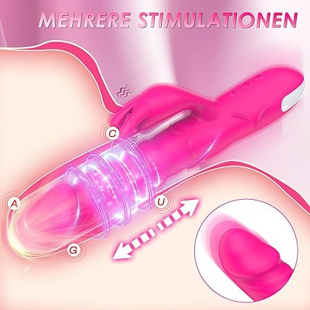 Rabbit Vibrator with 3 Thrusting and 10 Vibration Modes G Spot and Clitoral Dual Stimulator Rechargeable Silicone OEM Sex Toy