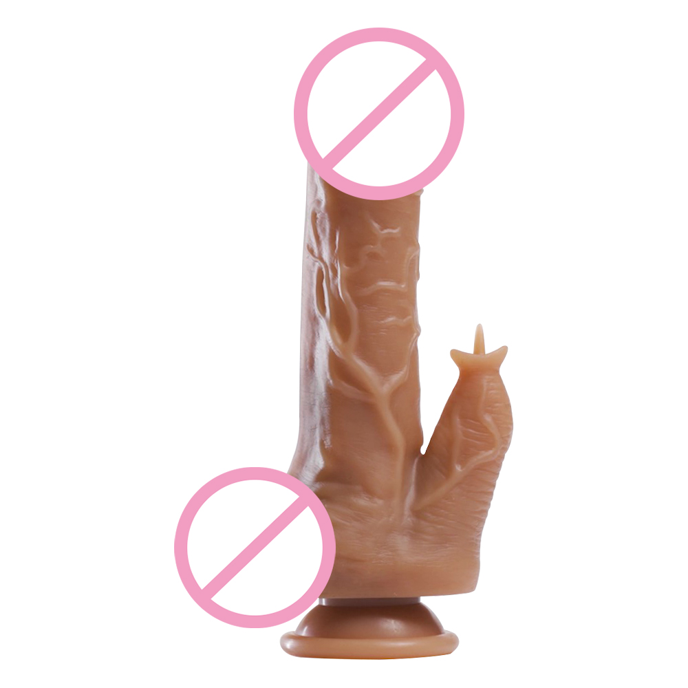 Dual-Function Telescopic TPE ABS Silicone Dildo Realistic Multi-Functional Smart Heating Licking Tongue Wireless Remote Soft