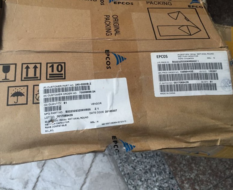 EPCOS B32232S3206M500 Z1 240-0200B-Z 20UF 150VAC 26*48MM Aluminium Electrolytic Capacitor