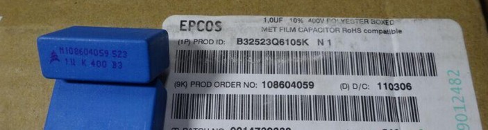 B32523Q6105K N1 EPCOS 1.0uf 400v 1uf 1u0f 105 CAP FILM RADIAL