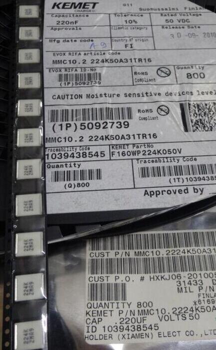 MMC10.2 224K50A Kemet	KEMET RIFA SMD 0.22uF/50V 220nf u22 224