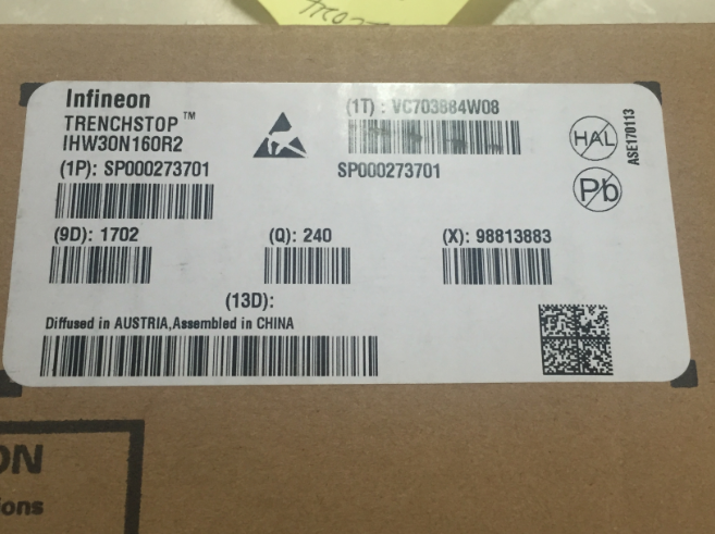 Infineon Technologies 	 IHW30N160R2FKSA1 IGBT 1600V 60A 312W TO247-3