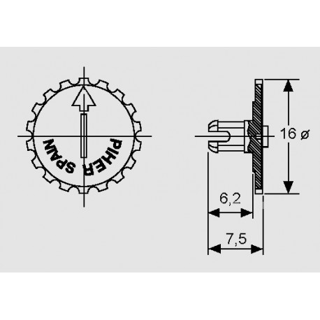randel-5371-rot thumbwheels/shafts, PT6/PT10/PT15/PT16/PT17, black/white/red JPEPL5371NE  Piher