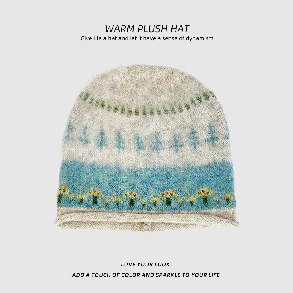 Fall/Winter Retro Roll Rim Knitted Hat Warm and Stylish for Cold Weather Cold Hat