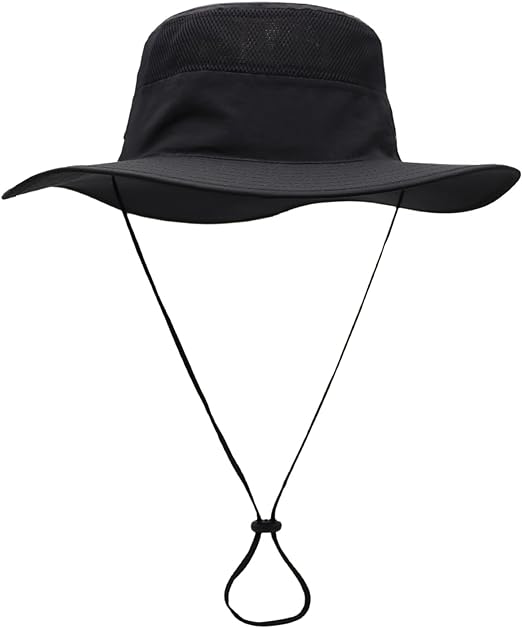 Custom Adjustable Mens Sun protection Fisherman Hat Wide Brim Breathable Mesh Bucket Hat With Windproof Rope