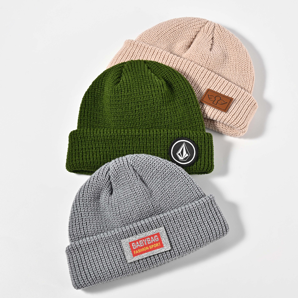 High Quality 100% Cotton Winter Outdoor Knitted Beanie Hat Custom Embroidered Logo Character Pattern High Quality Cotton Cap