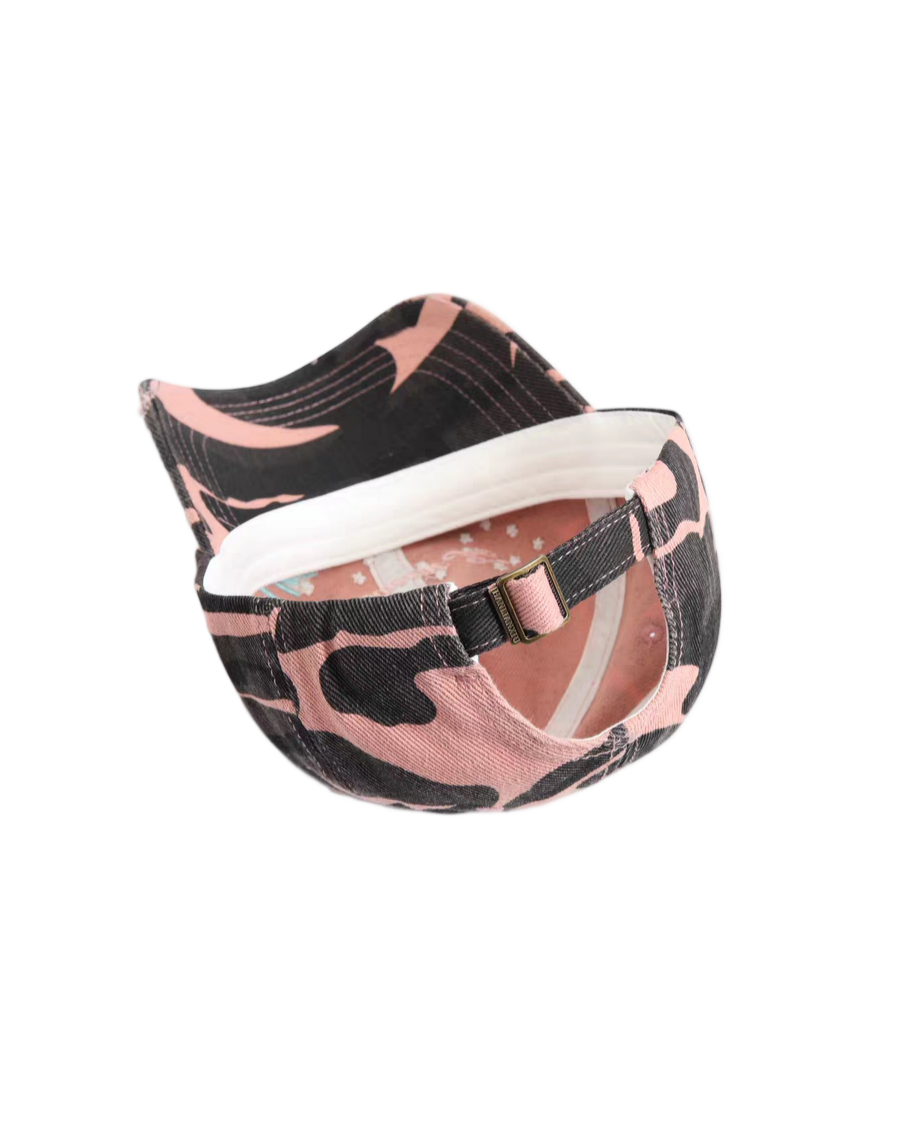 Pink Black Camo Distressed Twill Sporty Vintage Baseball Cap American Street Embroidered Fringed Unisex Dad Hat