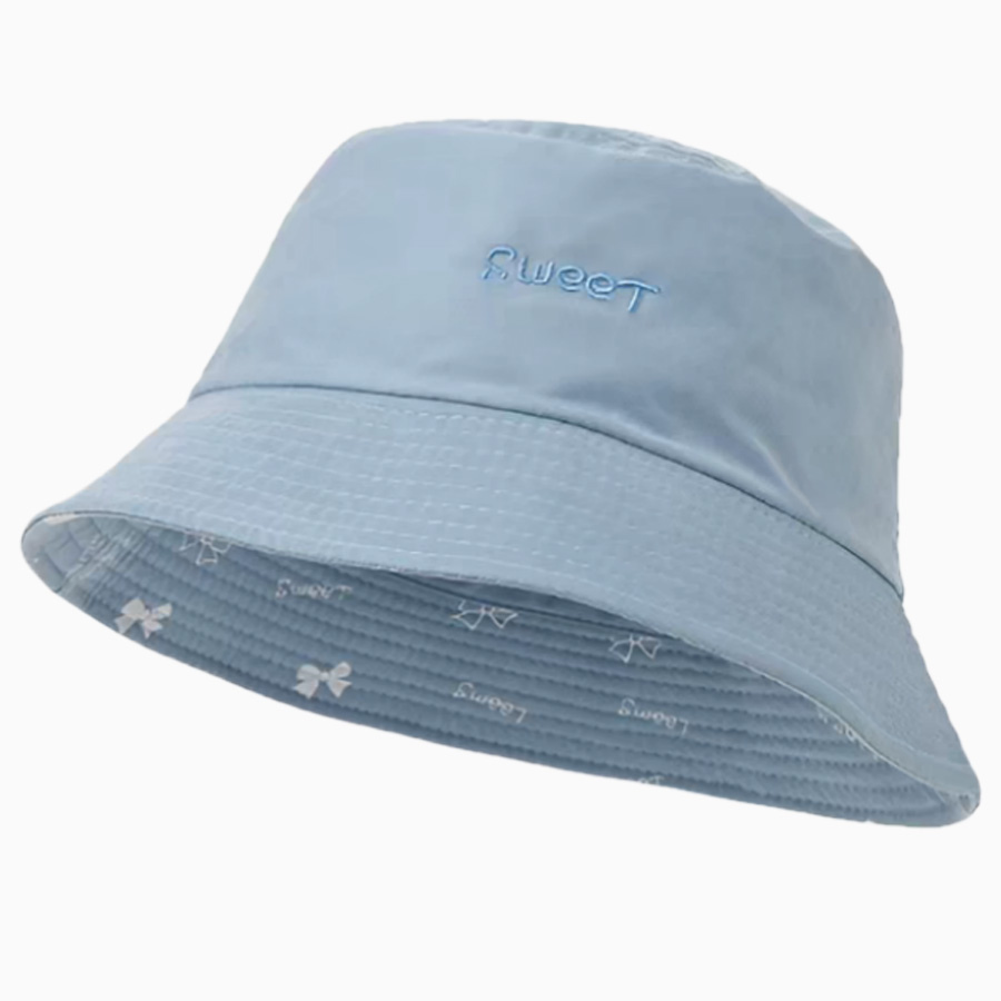 Reversible Screen Printing Bucket Hat Flat Embroidered Sun Hat for Unisex Outdoor Travel Daily Four Seasons Versatile Cap
