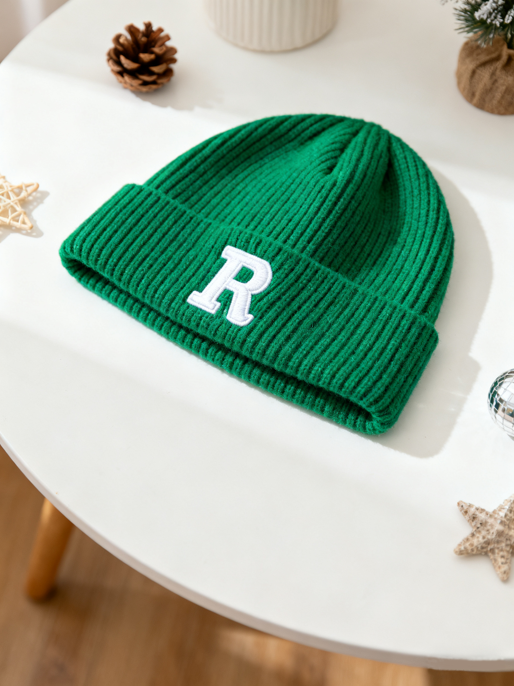 Custom Women's Embroidered Wool Warm Ribbed Winter Knitted Hats