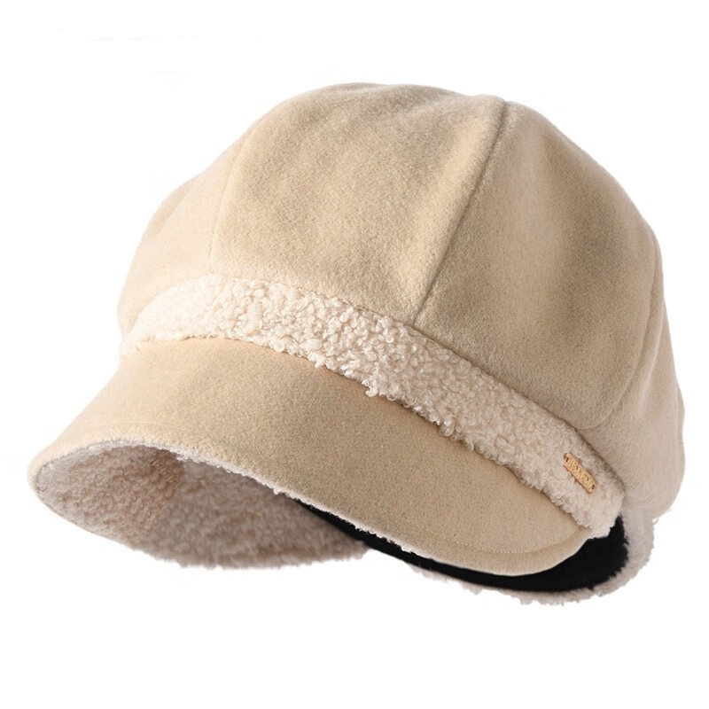Fashion Custom High Guality Soft Wool Octagonal Beret Hat Winter Warm Women Cap Solid Color Beanies for