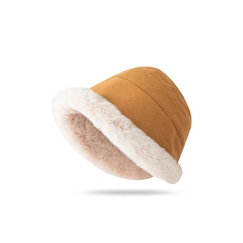 Custom Fashion Winter Plush Thickening Wool Warm Ear Protection Fisherman Bucket Hat for Women
